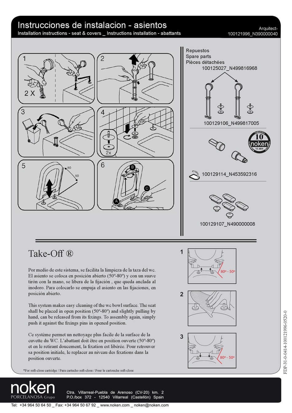 PORCELANOSA NOKEN ARQUITECT 100121996 N390000040 INSTALLATION