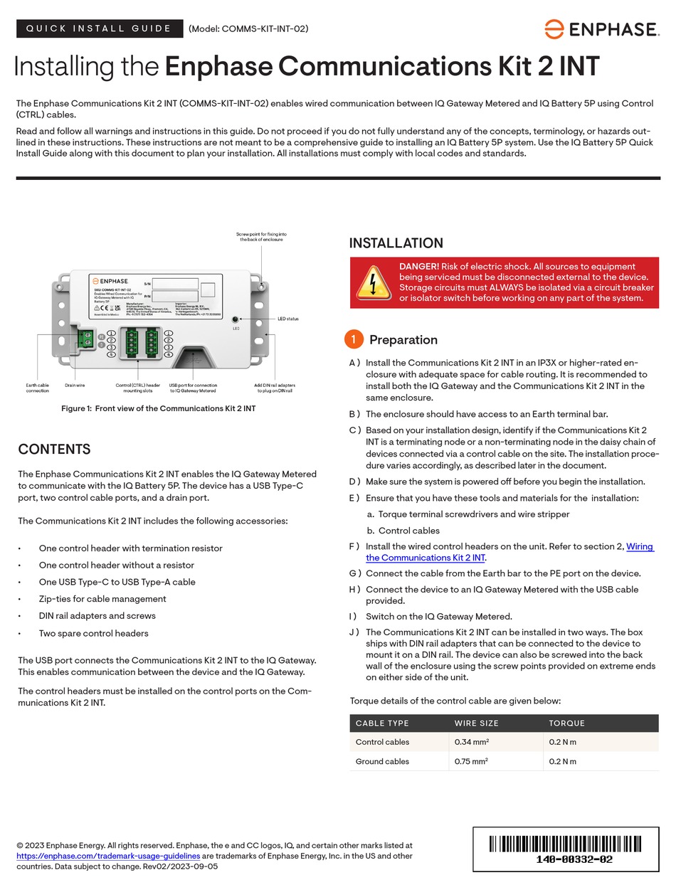 ENPHASE COMMSKITINT02 QUICK INSTALL MANUAL Pdf Download ManualsLib