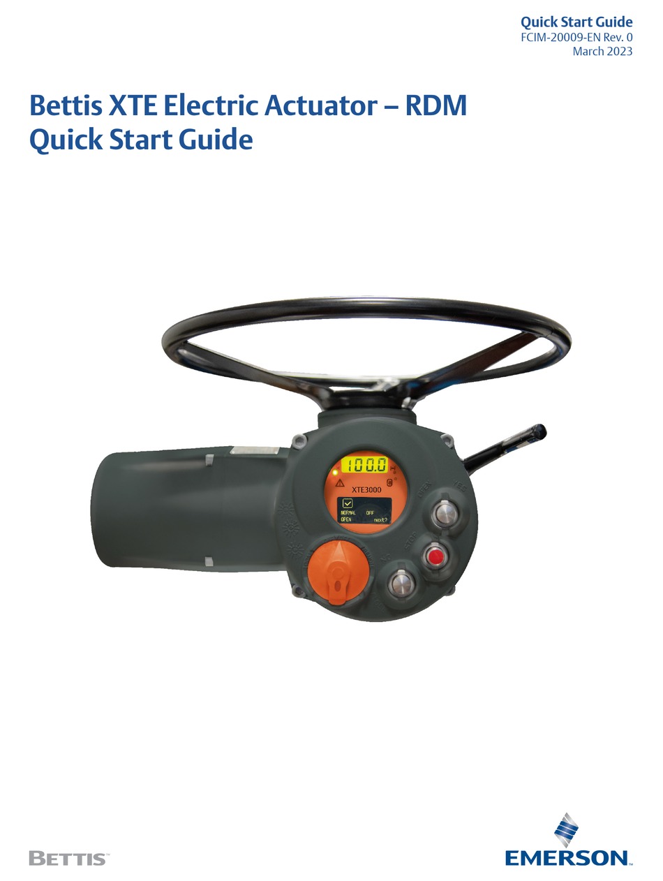 EMERSON BETTIS XTE3000 QUICK START MANUAL Pdf Download ManualsLib
