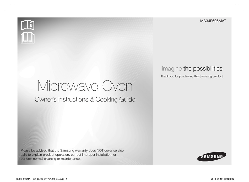 SAMSUNG MS34F606MAT OWNER'S INSTRUCTIONS & COOKING MANUAL Pdf Download