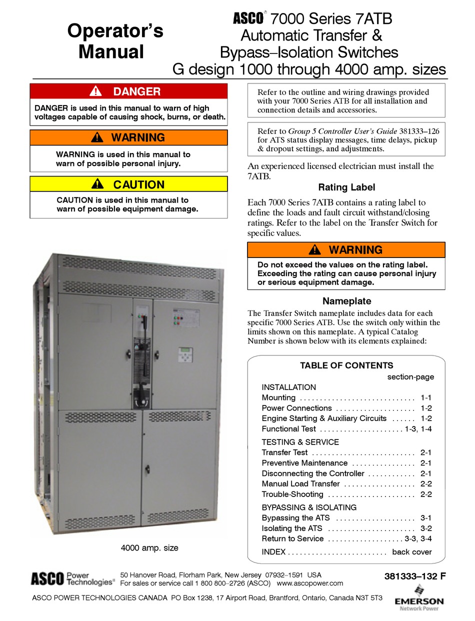EMERSON ASCO 7000 SERIES OPERATOR