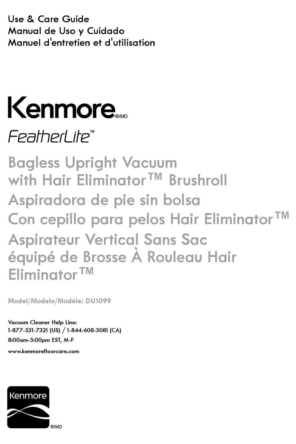 KENMORE FEATHERLITE DU1099 USE & CARE MANUAL Pdf Download ManualsLib