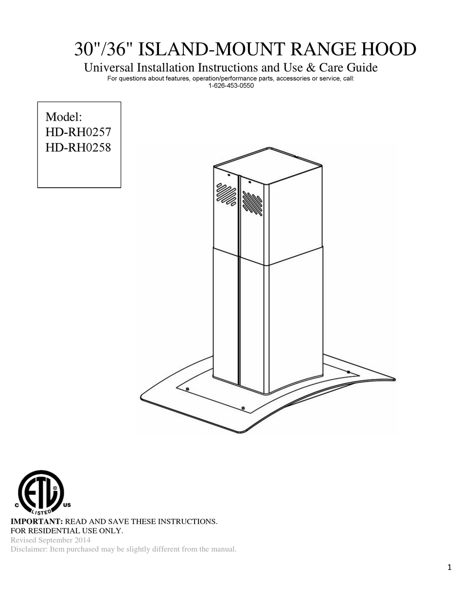 AKDY HDRH0257 INSTALLATION INSTRUCTIONS AND USE & CARE MANUAL Pdf Download ManualsLib