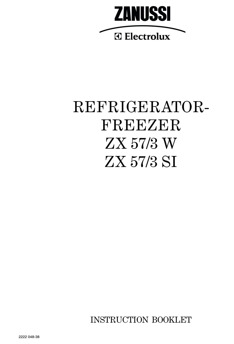 ZANUSSI ELECTROLUX ZX 57/3 W INSTRUCTION BOOKLET Pdf Download ManualsLib
