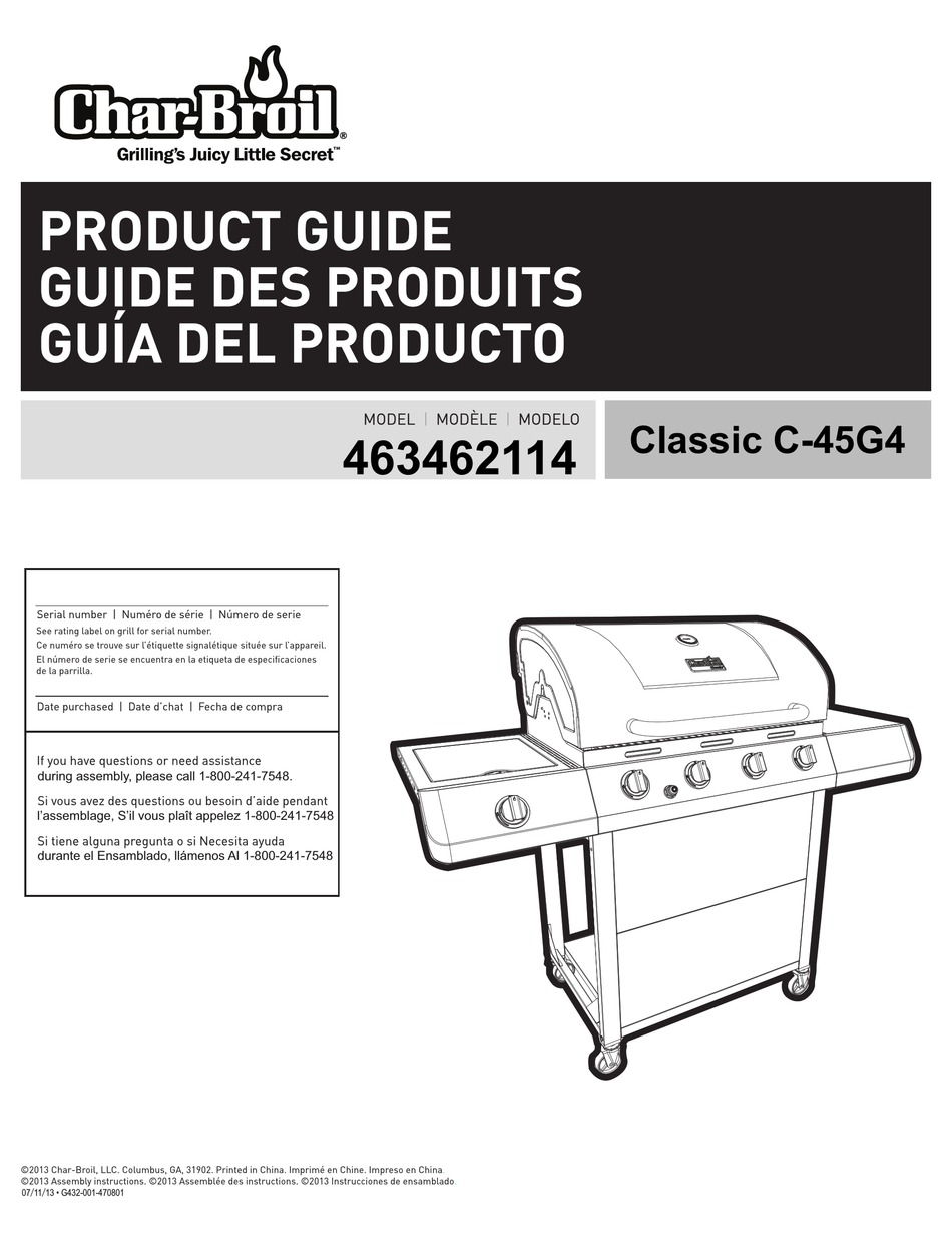 CHAR-BROIL CLASSIC C-45G4 PRODUCT MANUAL Pdf Download | ManualsLib