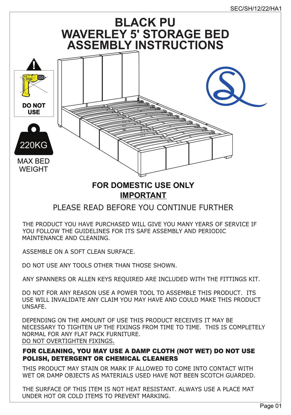 SECONIQUE BLACK PU WAVERLEY ASSEMBLY INSTRUCTIONS MANUAL Pdf Download