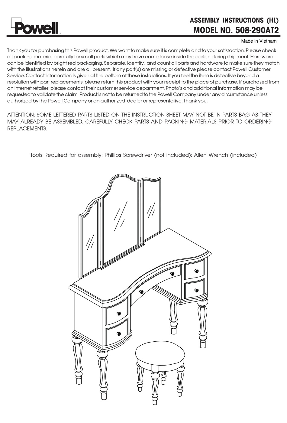 POWELL 508290AT2 ASSEMBLY INSTRUCTIONS Pdf Download ManualsLib