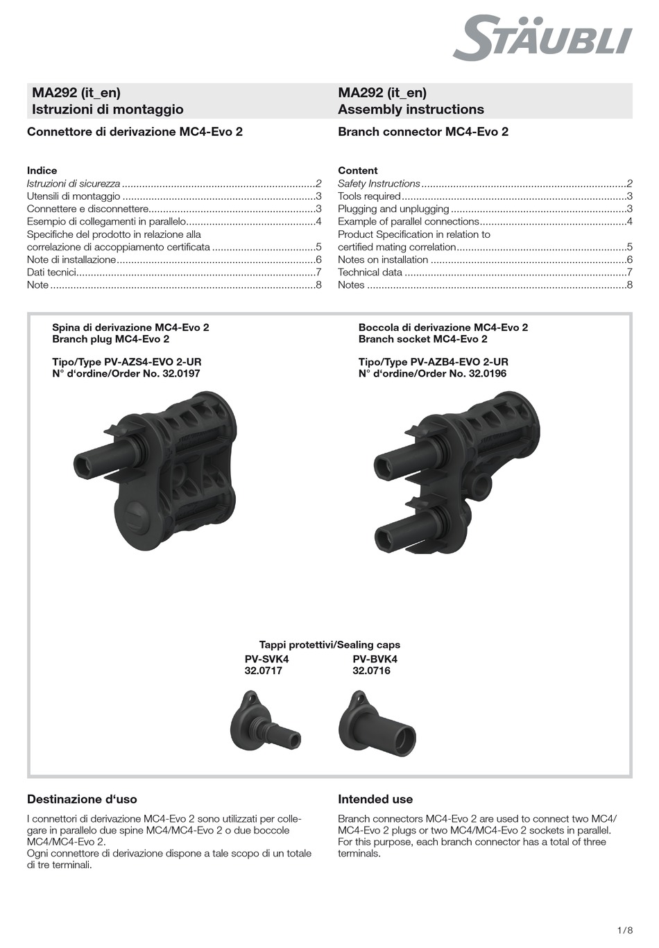 STAUBLI MC4-EVO 2 ASSEMBLY INSTRUCTIONS MANUAL Pdf Download | ManualsLib