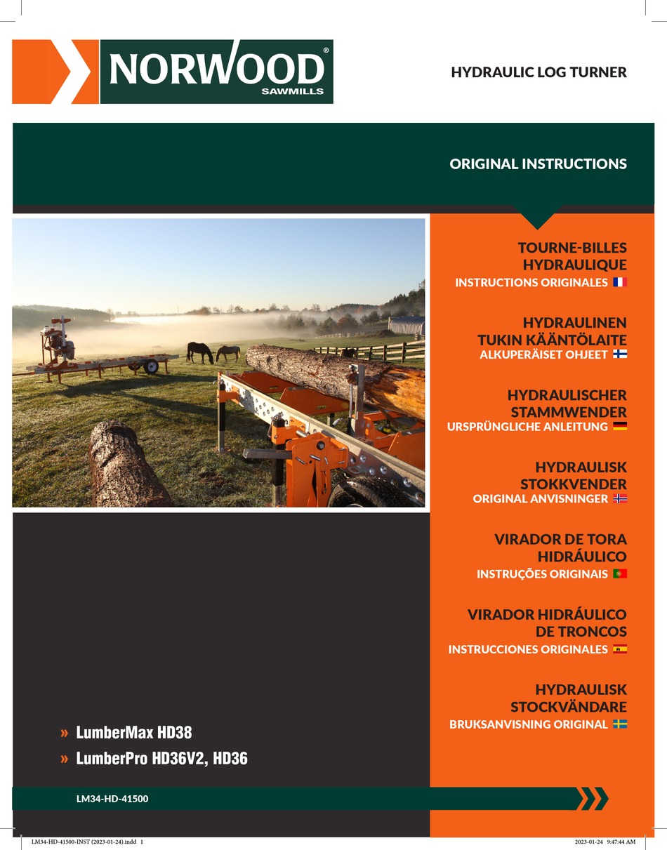 NORWOOD LUMBERPRO HD36 ORIGINAL INSTRUCTIONS MANUAL Pdf Download
