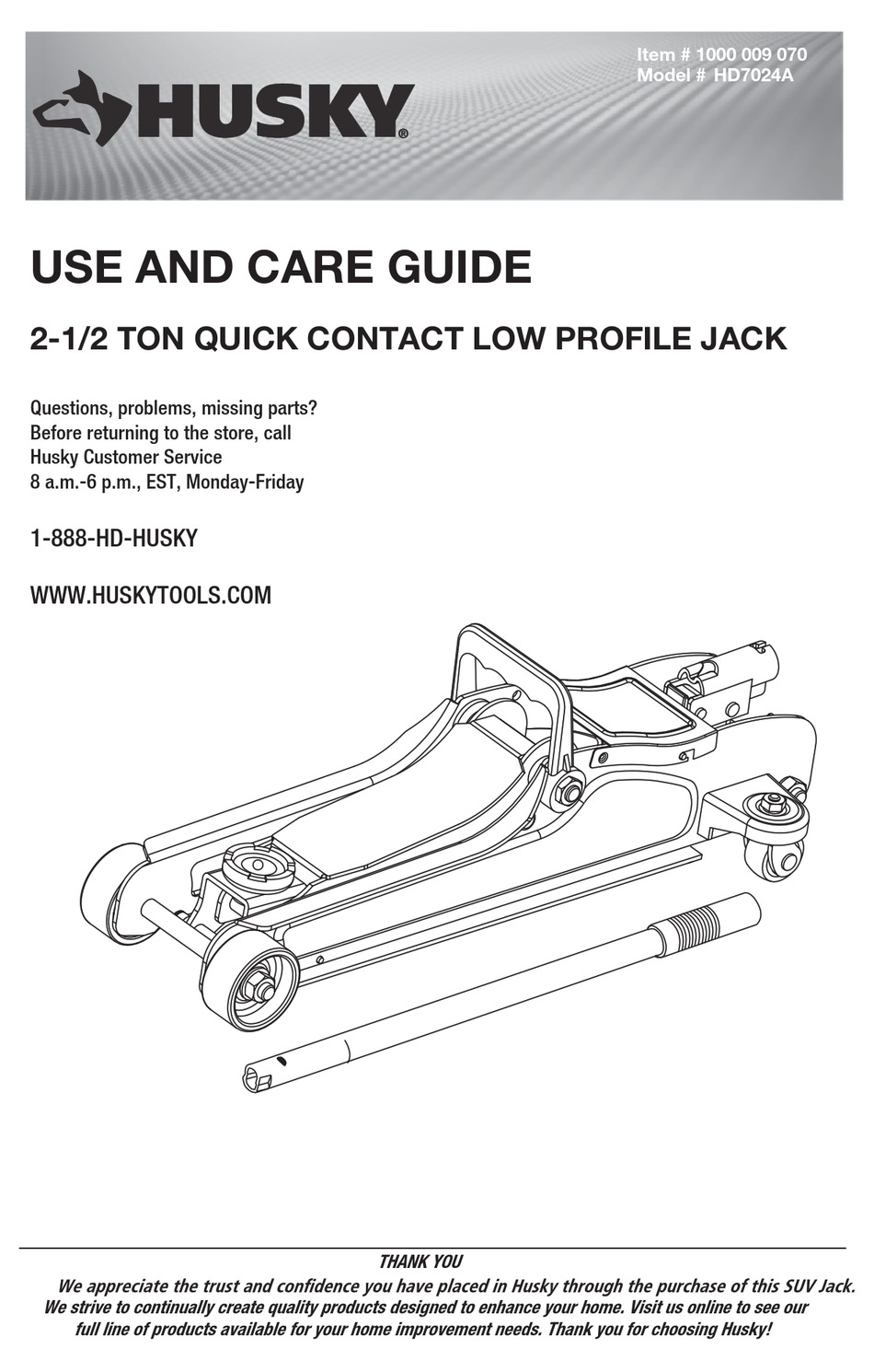 HUSKY HD7024A USE AND CARE MANUAL Pdf Download ManualsLib