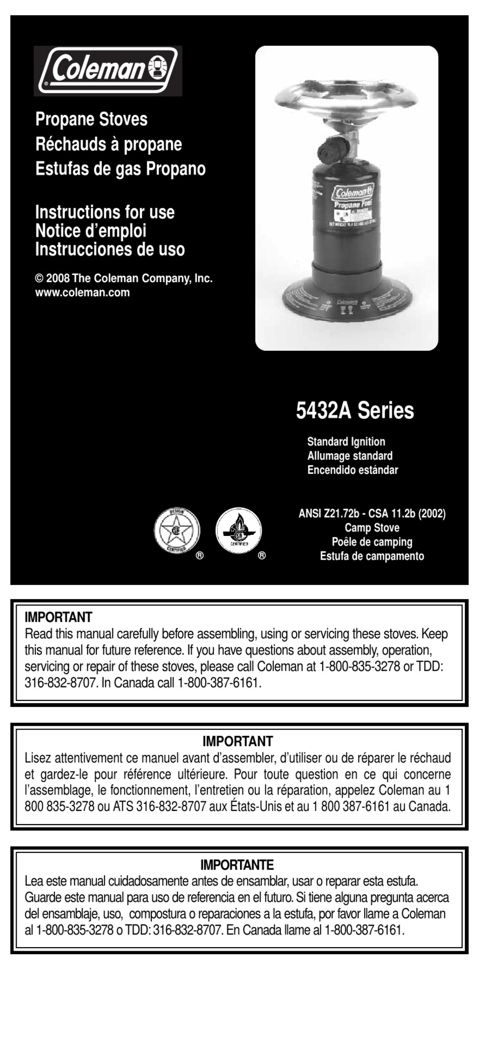 COLEMAN 5432A700 INSTRUCTIONS FOR USE MANUAL Pdf Download ManualsLib