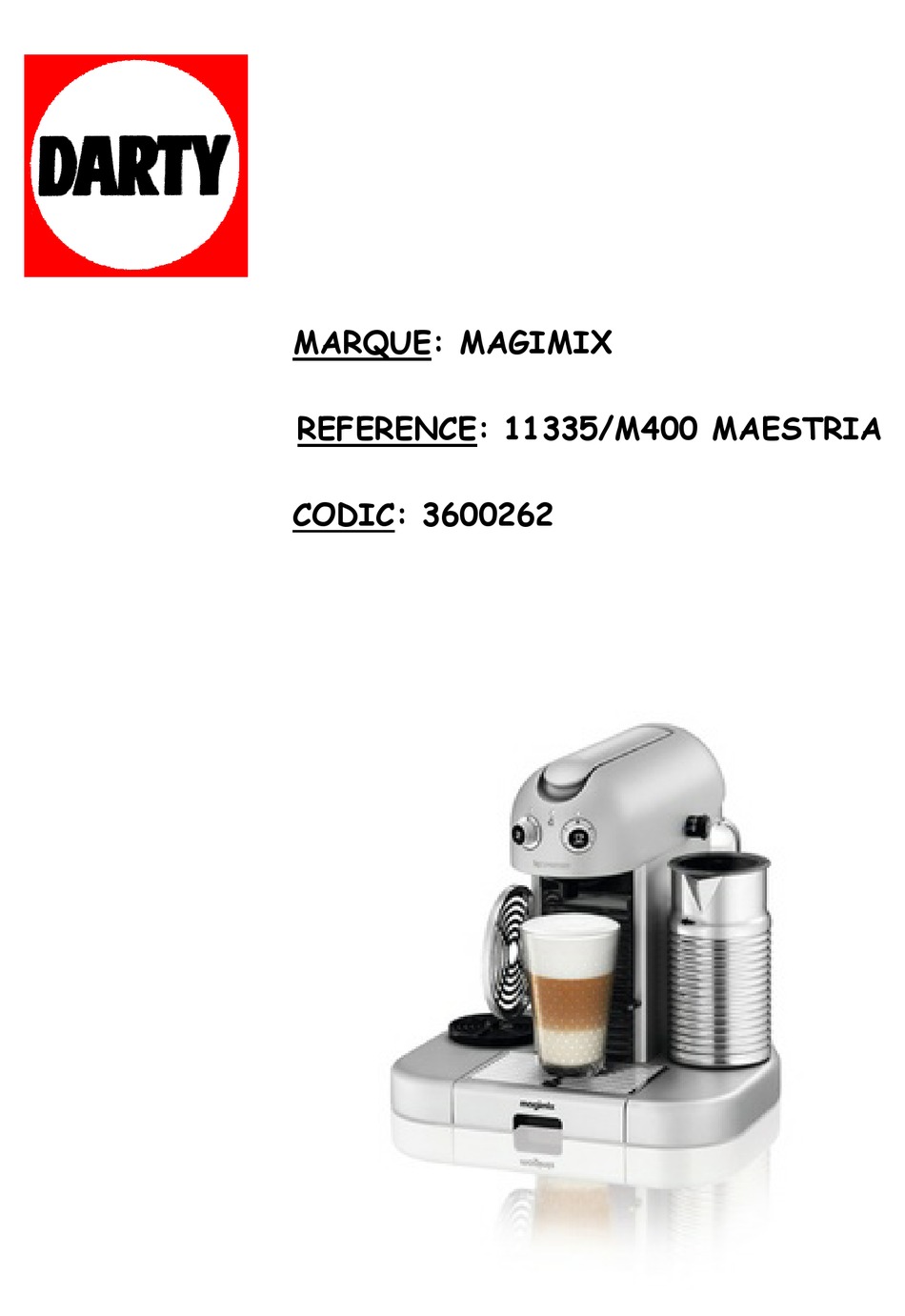MAGIMIX GRAN MAESTRIA M400 MILK MANUAL Pdf Download ManualsLib