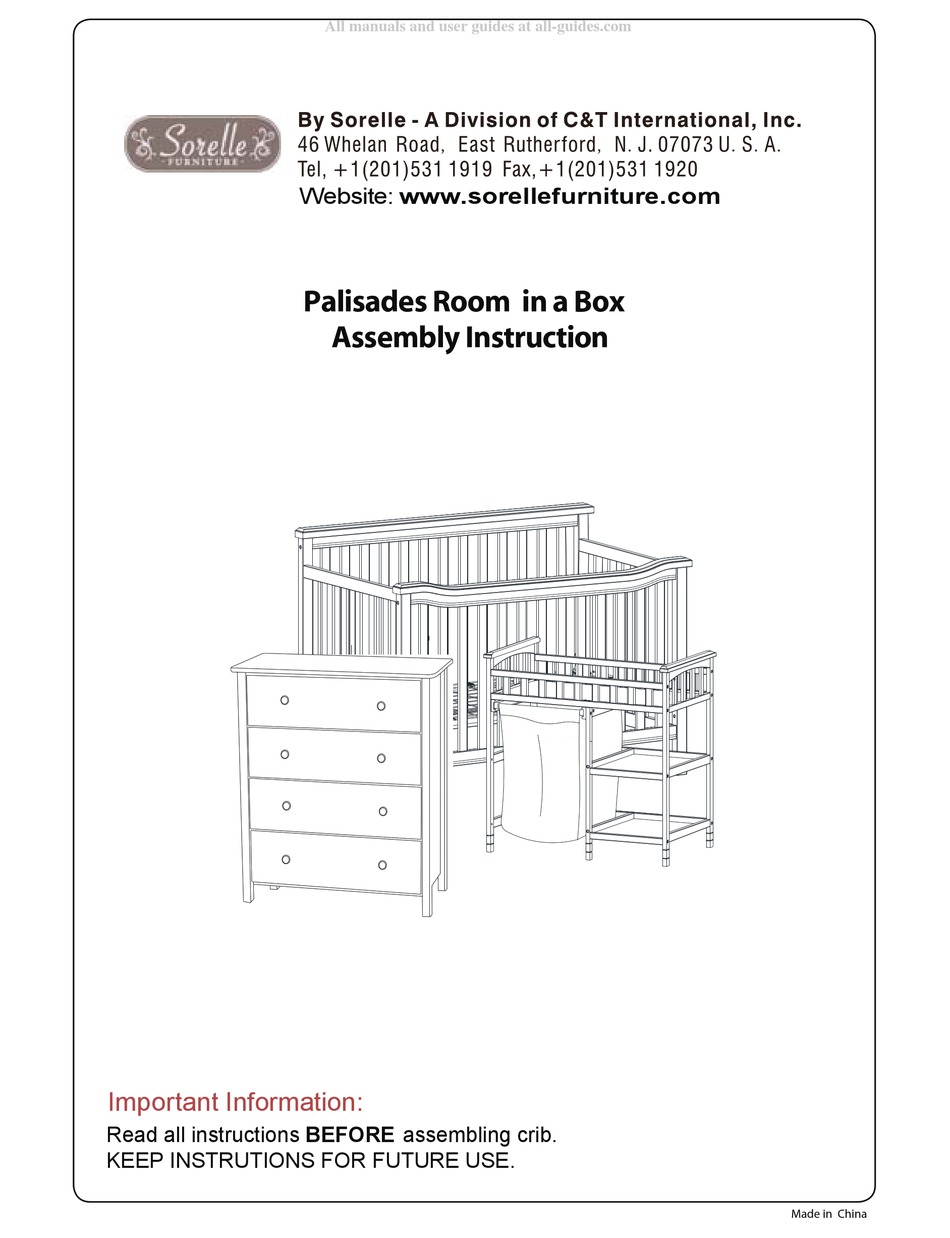 SORELLE PALISADES ROOM IN A BOX ASSEMBLY INSTRUCTIONS MANUAL Pdf
