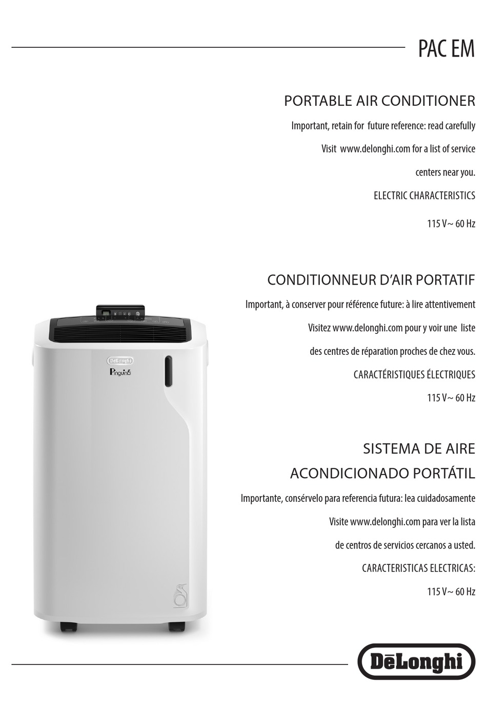DELONGHI ARTIC WHISPER PAC EM375WRC MANUAL Pdf Download ManualsLib