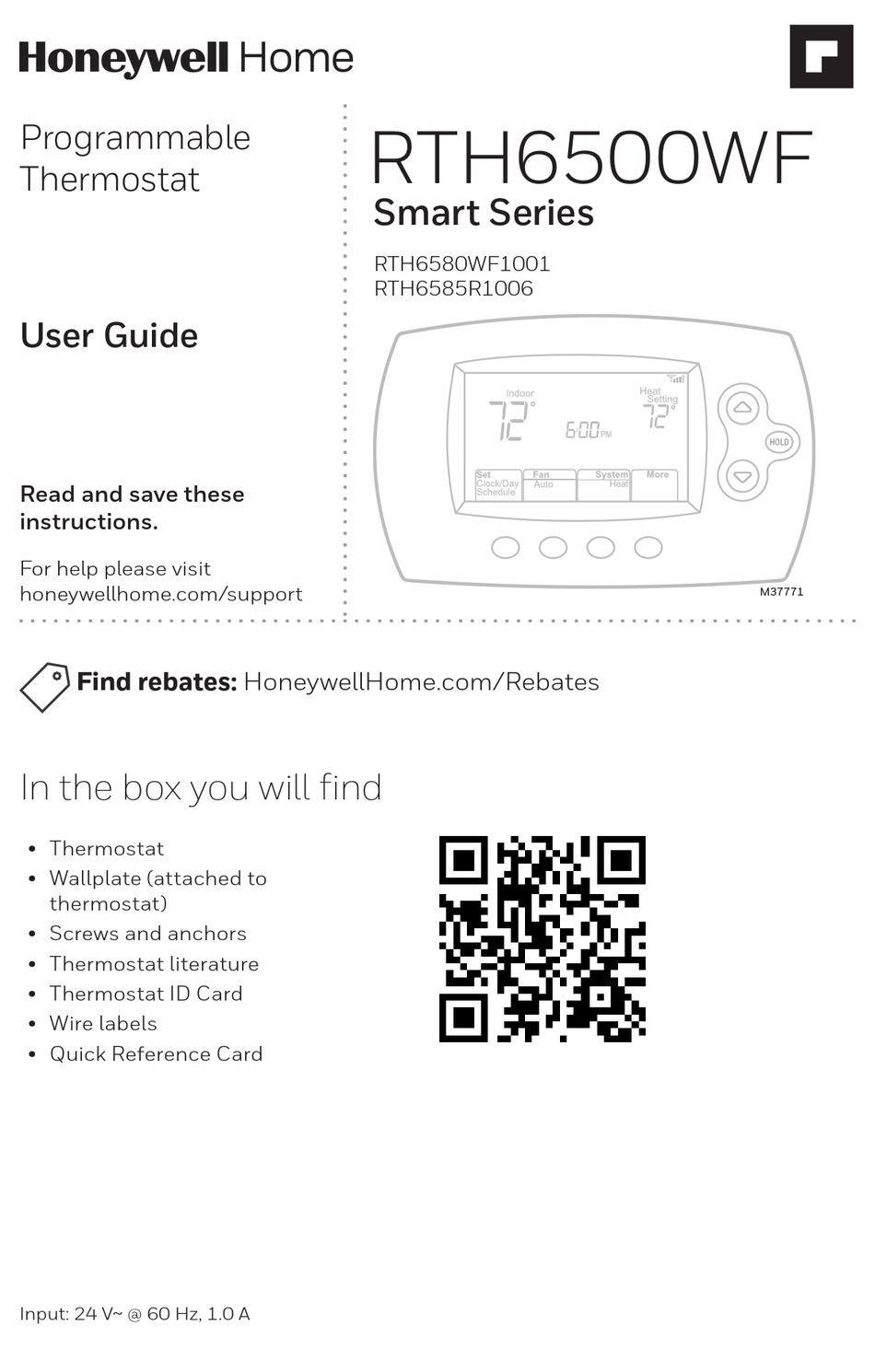 HONEYWELL HOME SMART RTH6585R1006 USER MANUAL Pdf Download ManualsLib