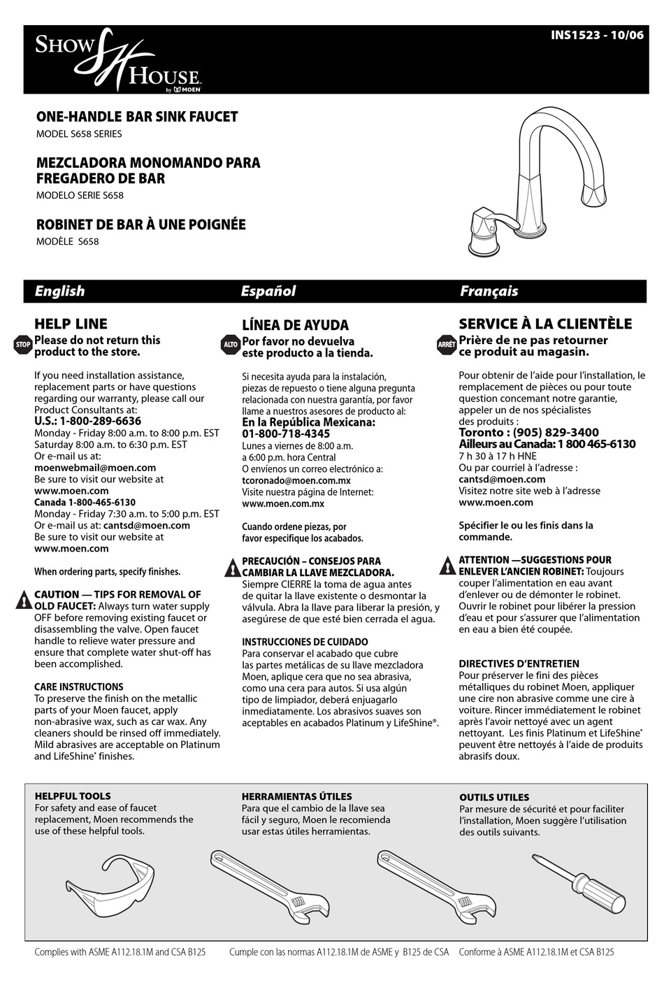 MOEN SHOW HOUSE S658 SERIES MANUAL Pdf Download ManualsLib   Moen Show House S658 Series 