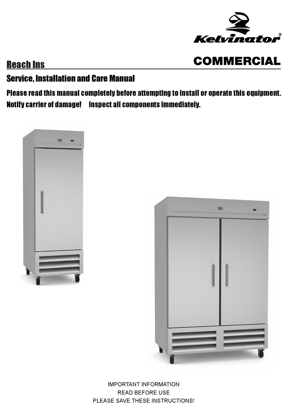 KELVINATOR KCHRI27R2HGDR SERVICE, INSTALLATION AND CARE MANUAL Pdf