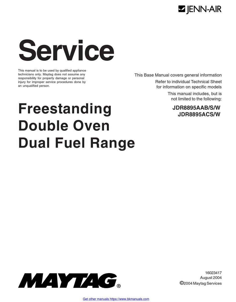 MAYTAG JENNAIR JDR8895AAB SERVICE MANUAL Pdf Download ManualsLib