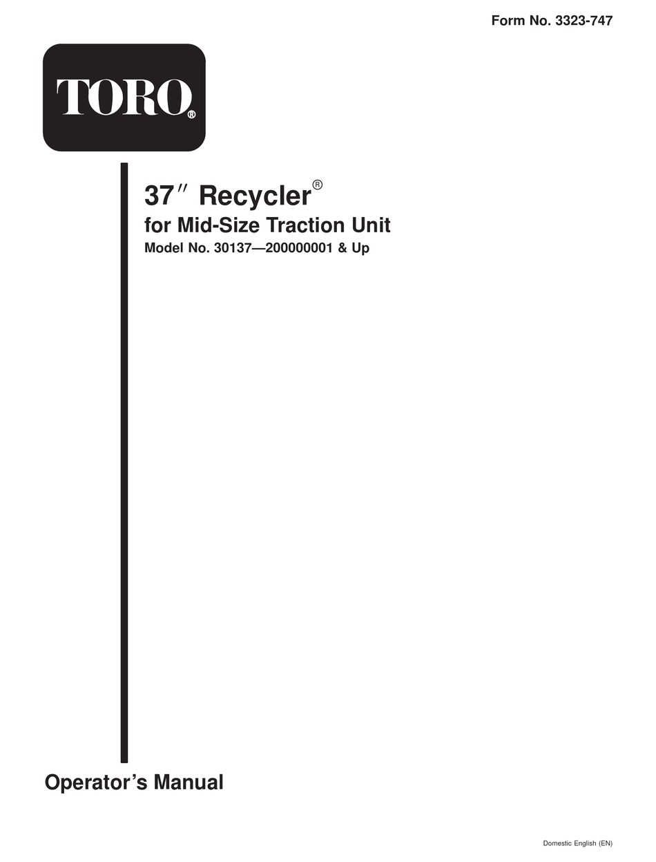 TORO RECYCLER 30137 OPERATOR'S MANUAL Pdf Download | ManualsLib