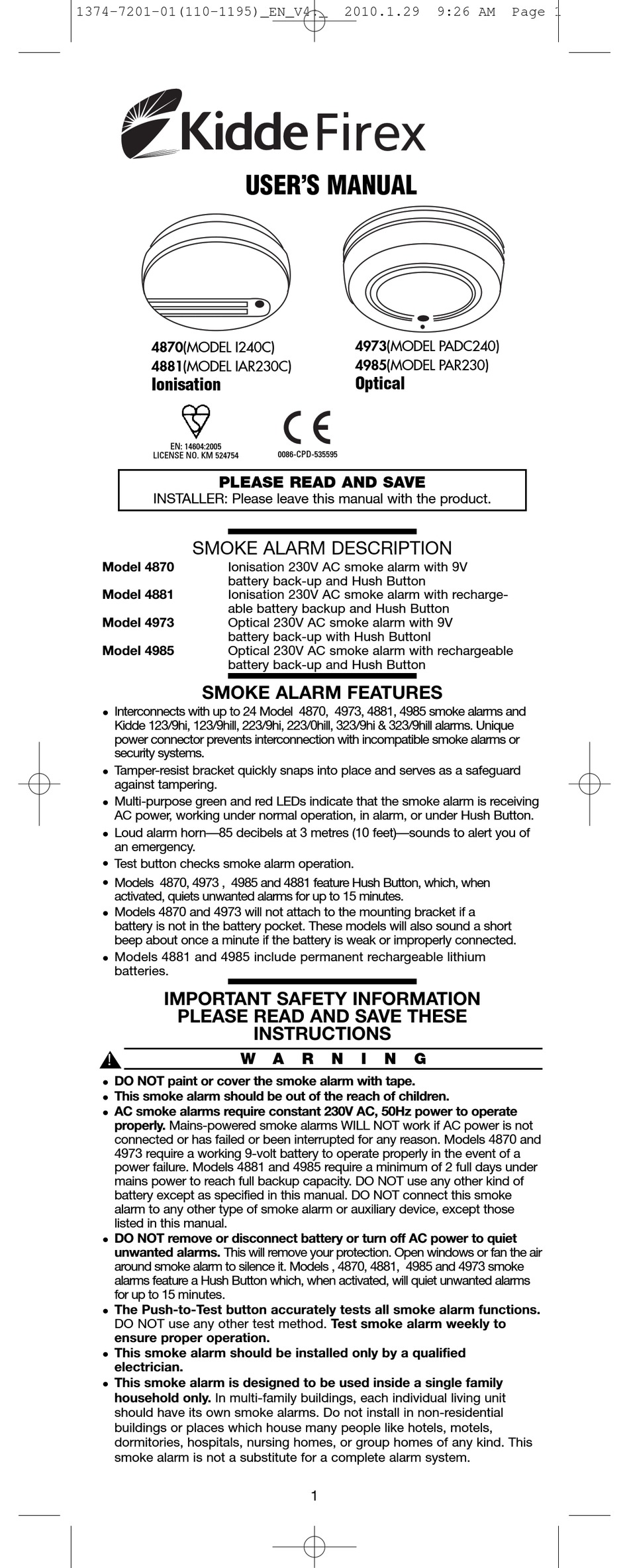 KIDDE I240C USER MANUAL Pdf Download ManualsLib