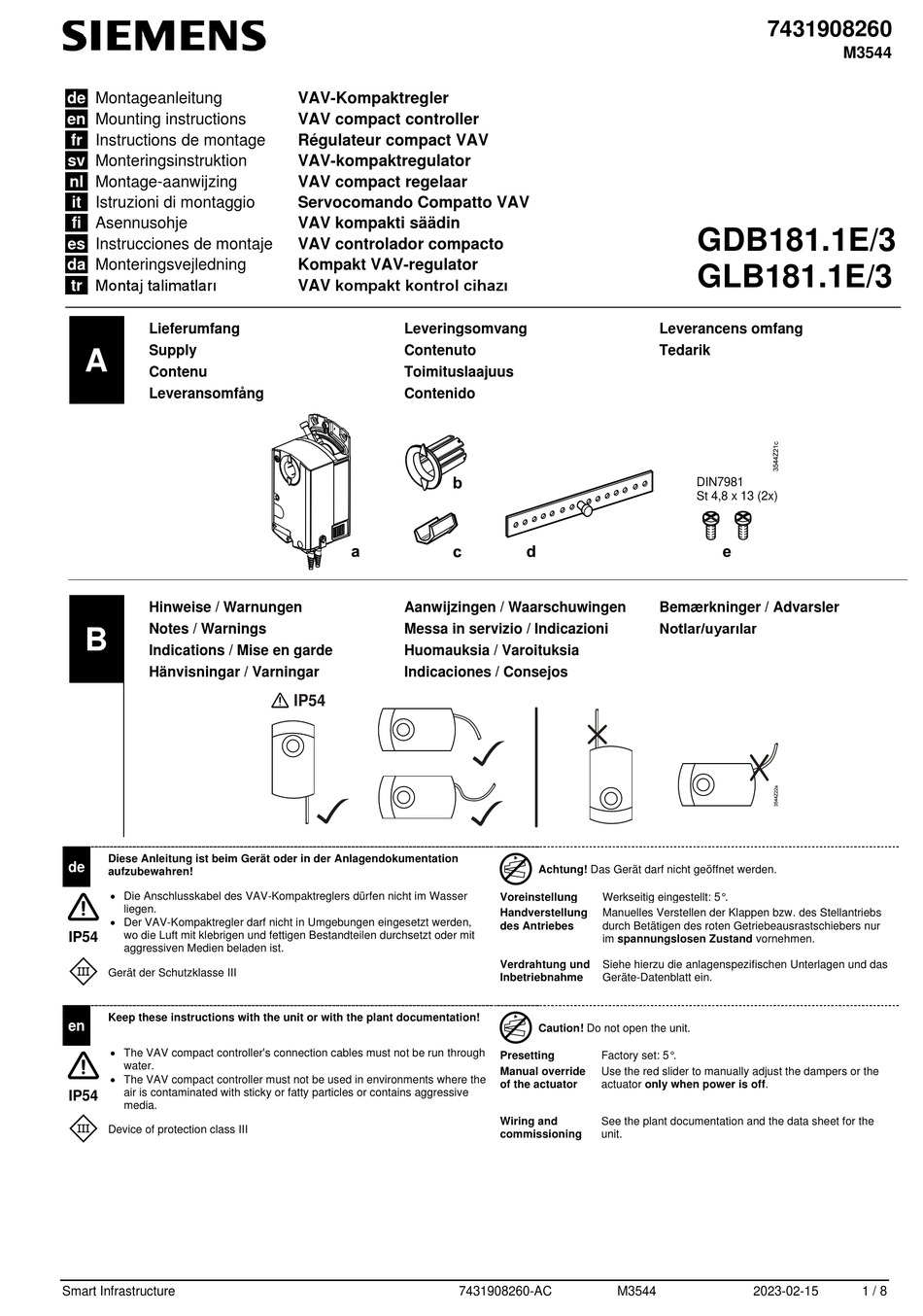 SIEMENS GDB181.1E/3 MOUNTING INSTRUCTIONS Pdf Download | ManualsLib