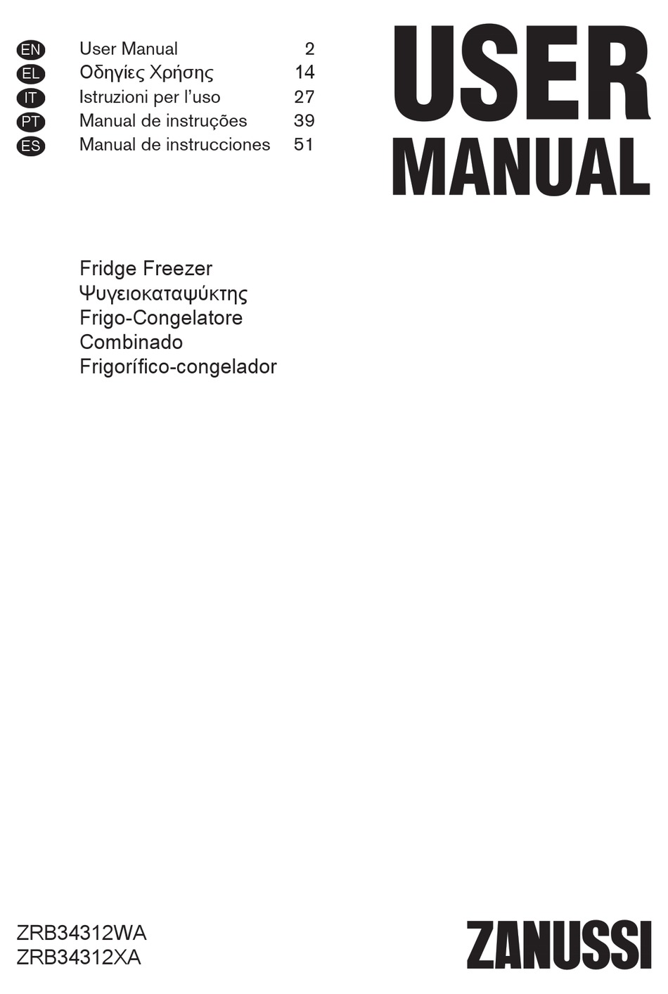 ZANUSSI ZRB34312WA USER MANUAL Pdf Download | ManualsLib