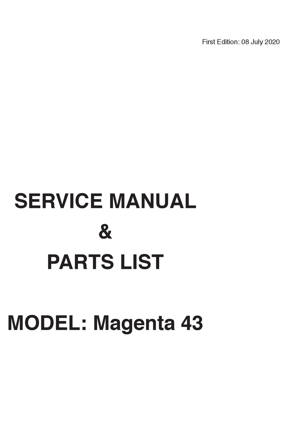 MAGENTA 43 OPERATION, SERVICE MANUAL & PARTS LIST Pdf Download | ManualsLib