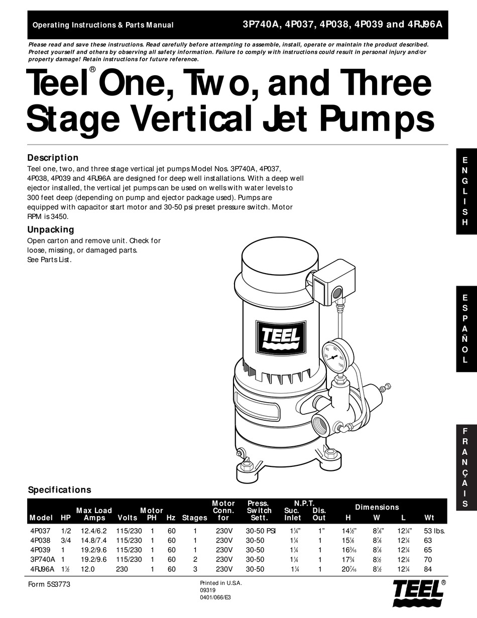 TEEL 3P740A OPERATING INSTRUCTIONS & PARTS MANUAL Pdf Download ManualsLib