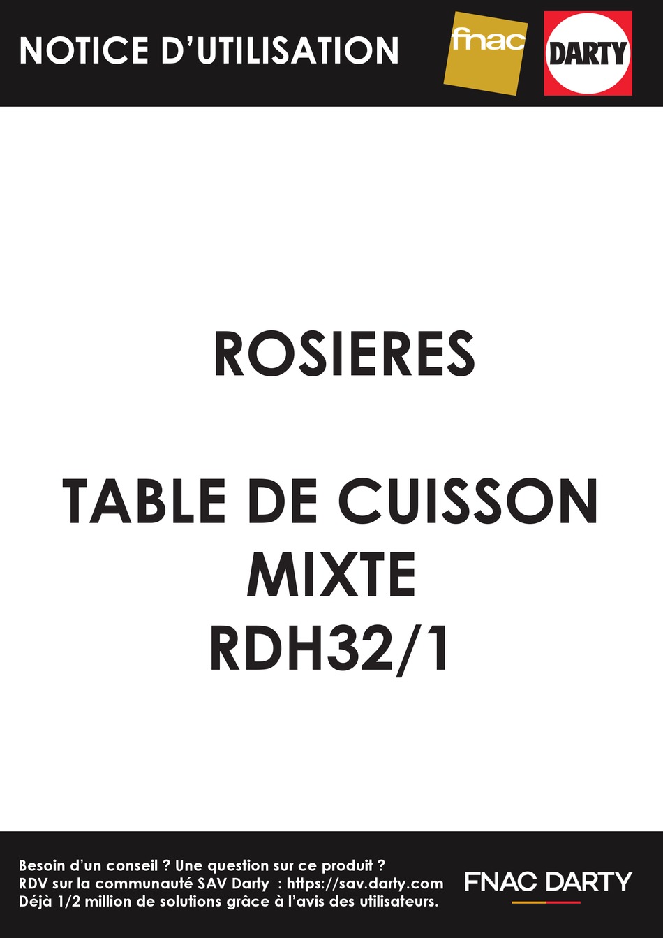 ROSIERES RDH32/1 INSTRUCTION MANUAL Pdf Download ManualsLib