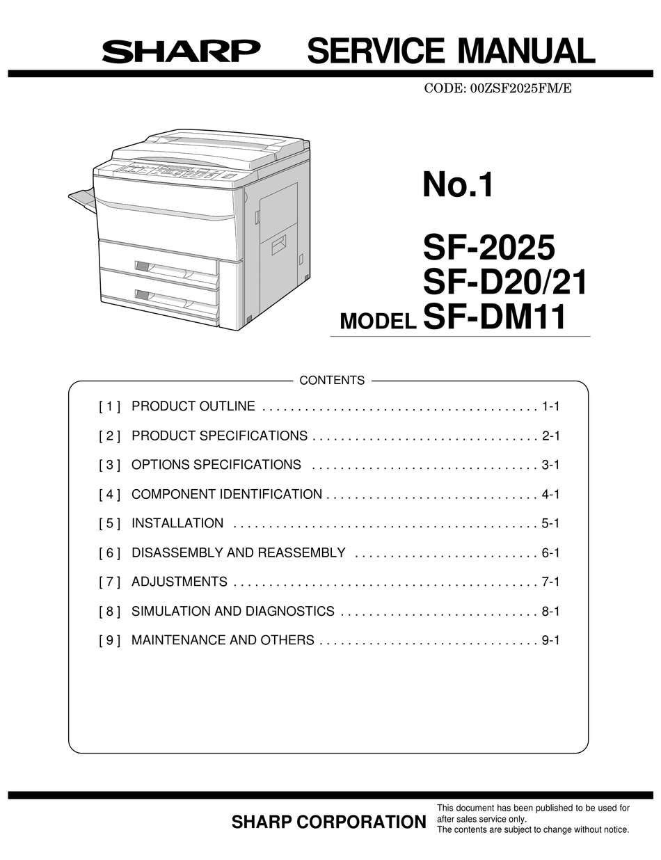 SHARP SF2025 SERVICE MANUAL Pdf Download ManualsLib