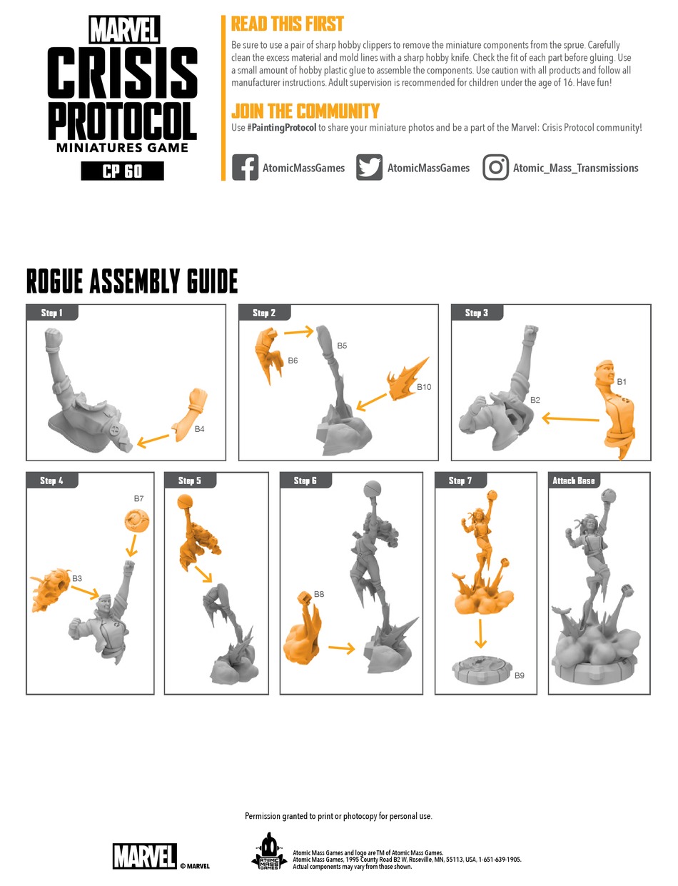 ATOMIC MASS GAMES MARVEL CRISIS PROTOCOL MINIATURES GAME ROGUE AND