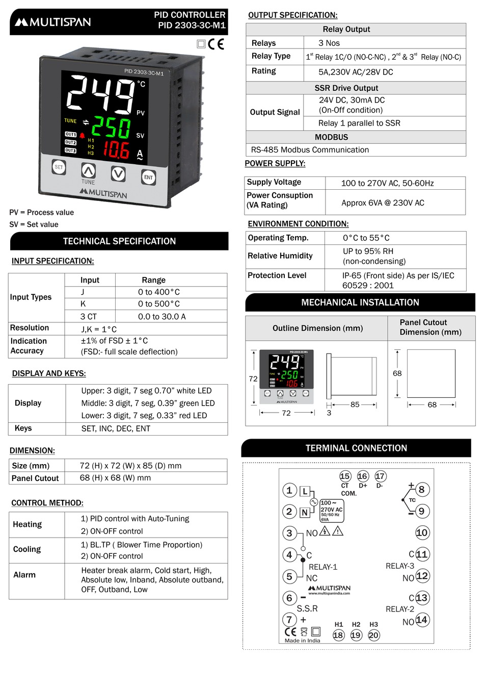 MULTISPAN 2303-3C-M1 INSTALLATION MANUALLINES Pdf Download | ManualsLib