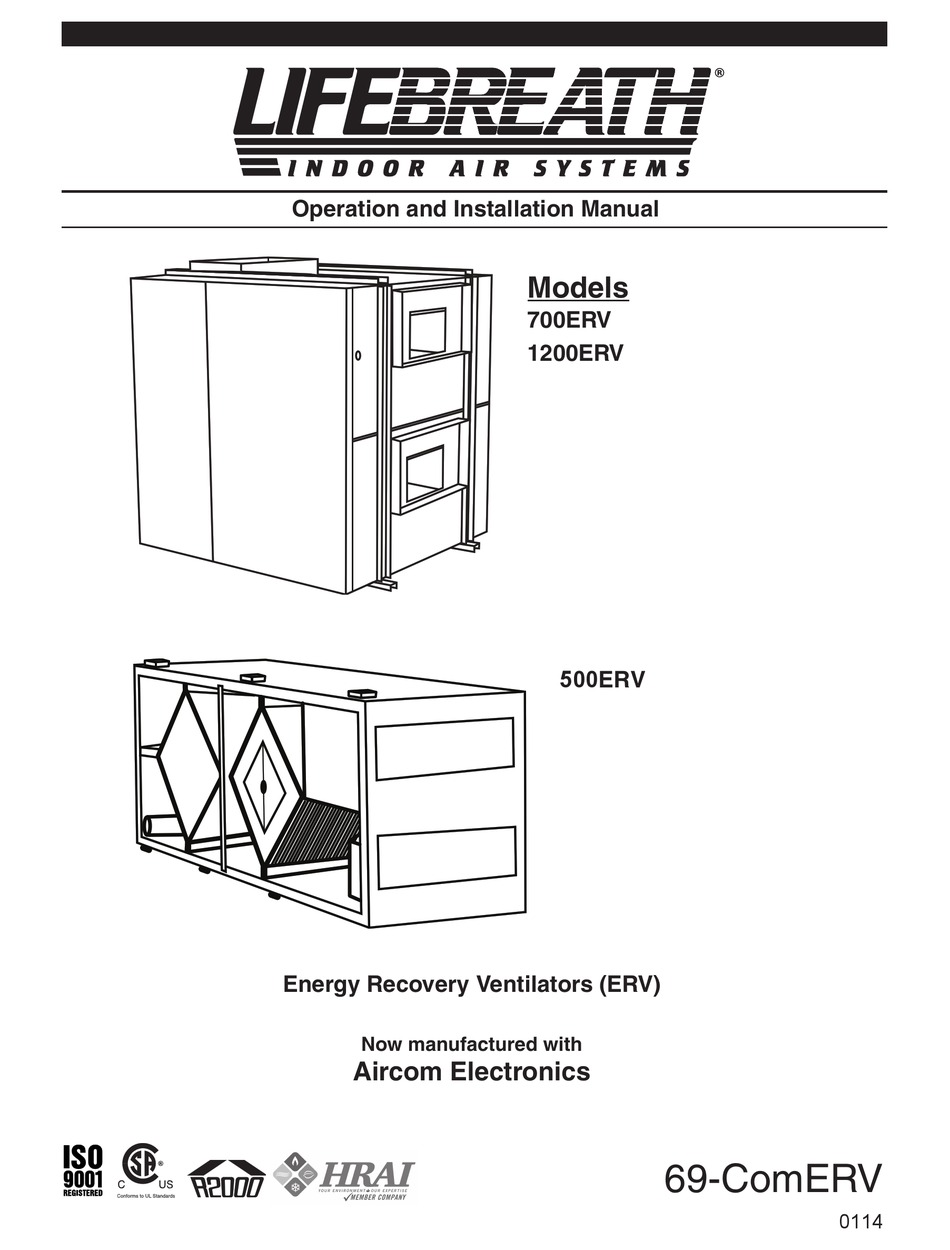 LIFEBREATH 700ERV OPERATION AND INSTALLATION MANUAL Pdf Download ManualsLib