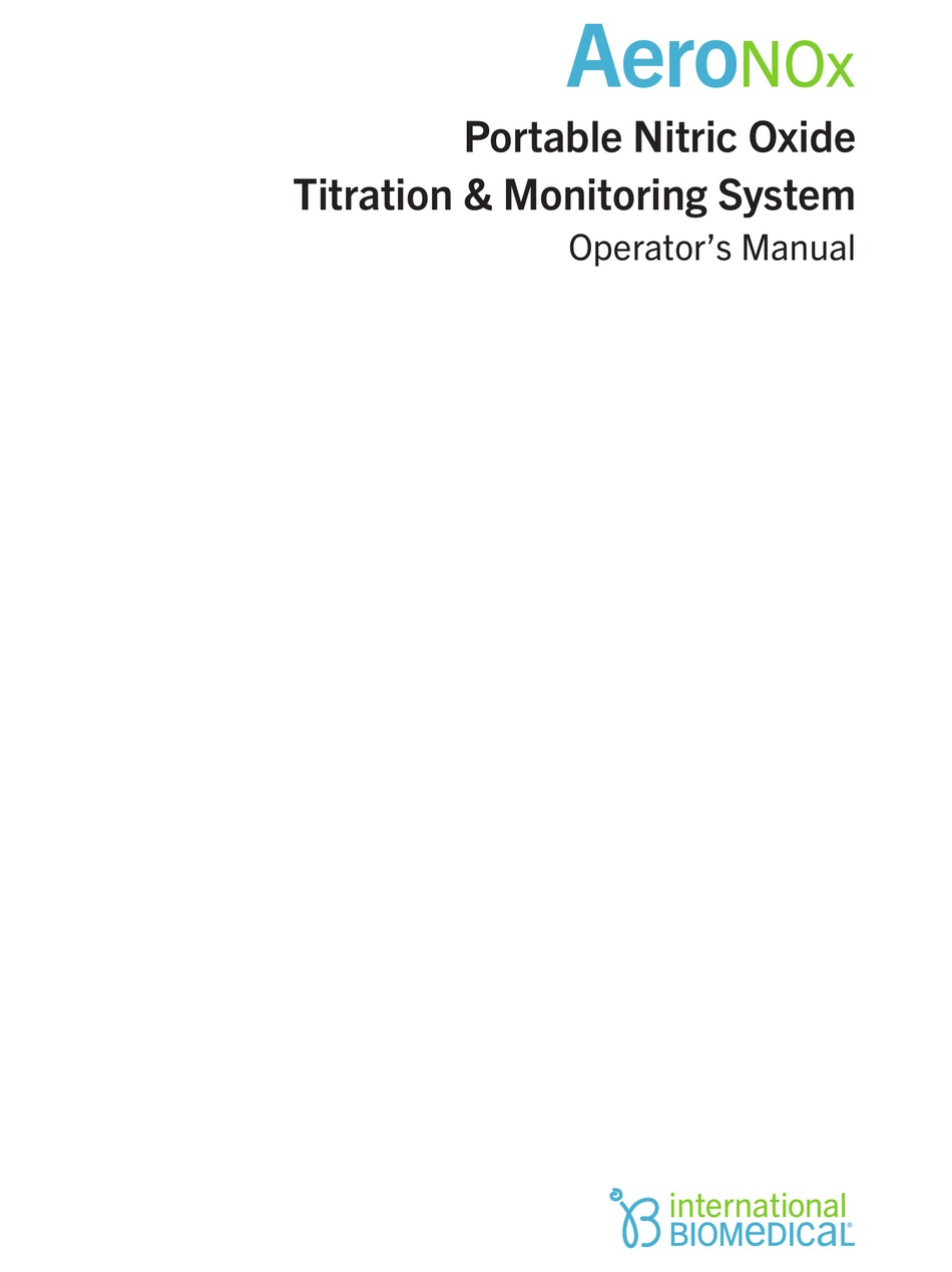 INTERNATIONAL BIOMEDICAL AERONOX OPERATOR'S MANUAL Pdf Download