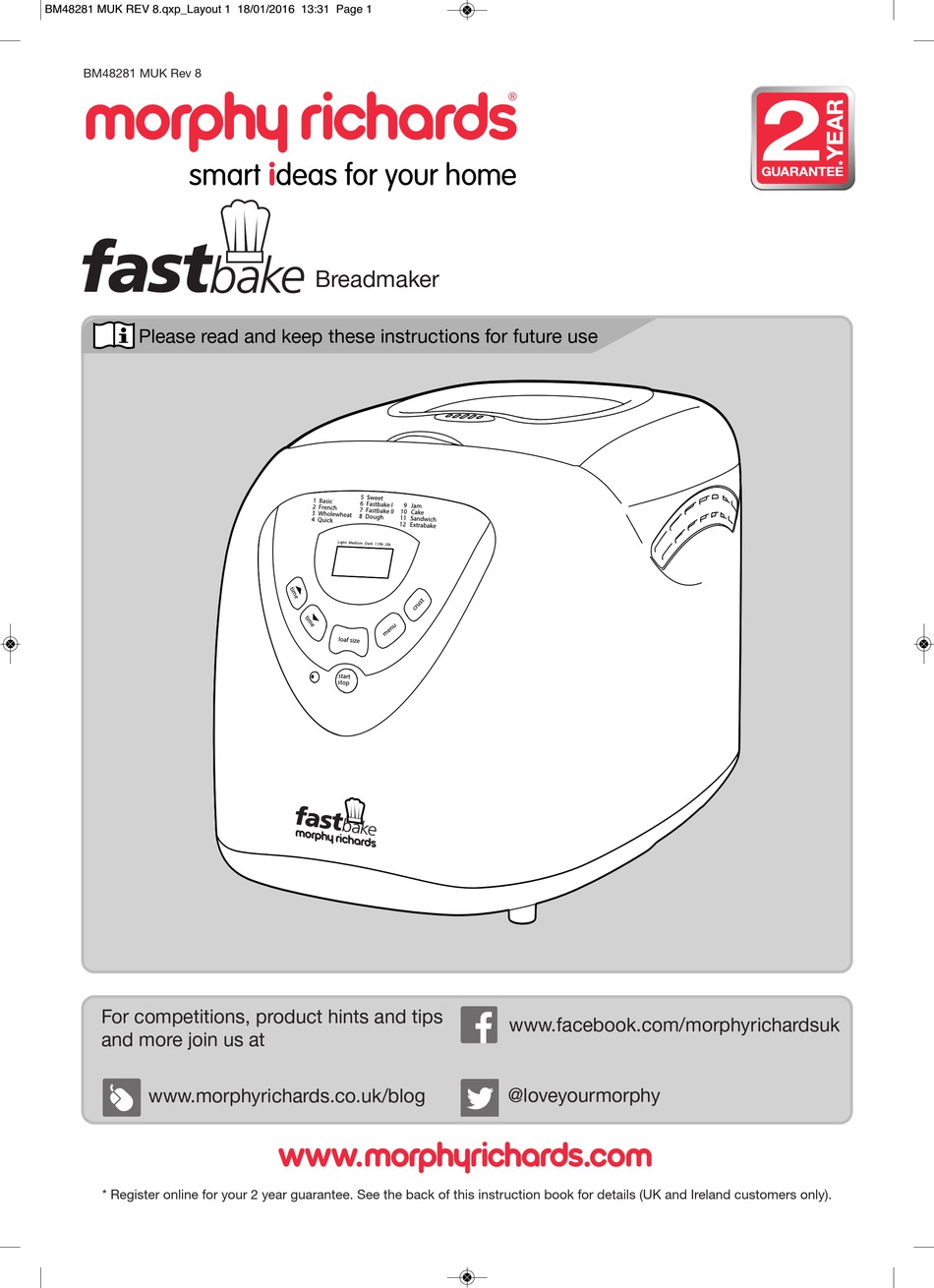 MORPHY RICHARDS FASTBAKE BM48281 MANUAL Pdf Download ManualsLib