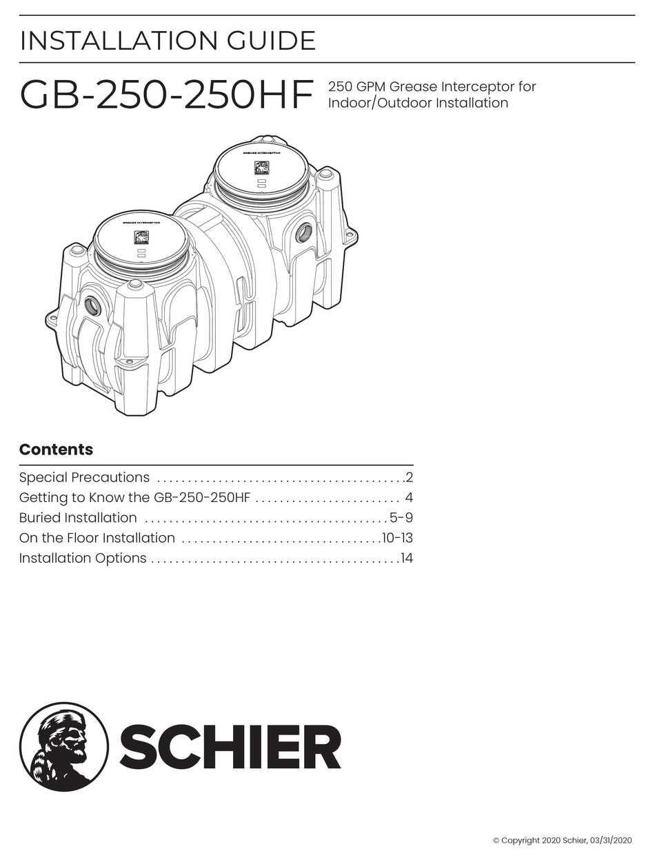 SCHIER GB250250HF INSTALLATION MANUAL Pdf Download ManualsLib