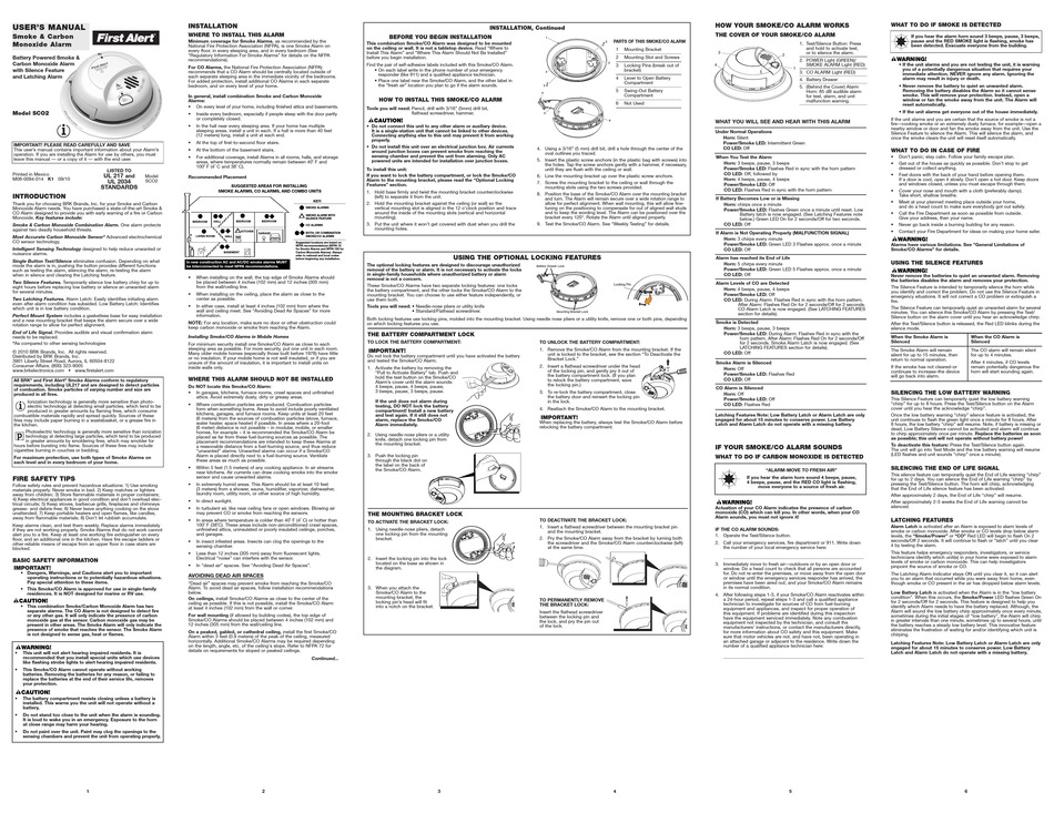 FIRST ALERT SCO2 USER MANUAL Pdf Download ManualsLib