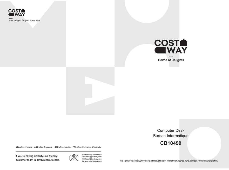 COSTWAY CB10459 MANUAL Pdf Download ManualsLib