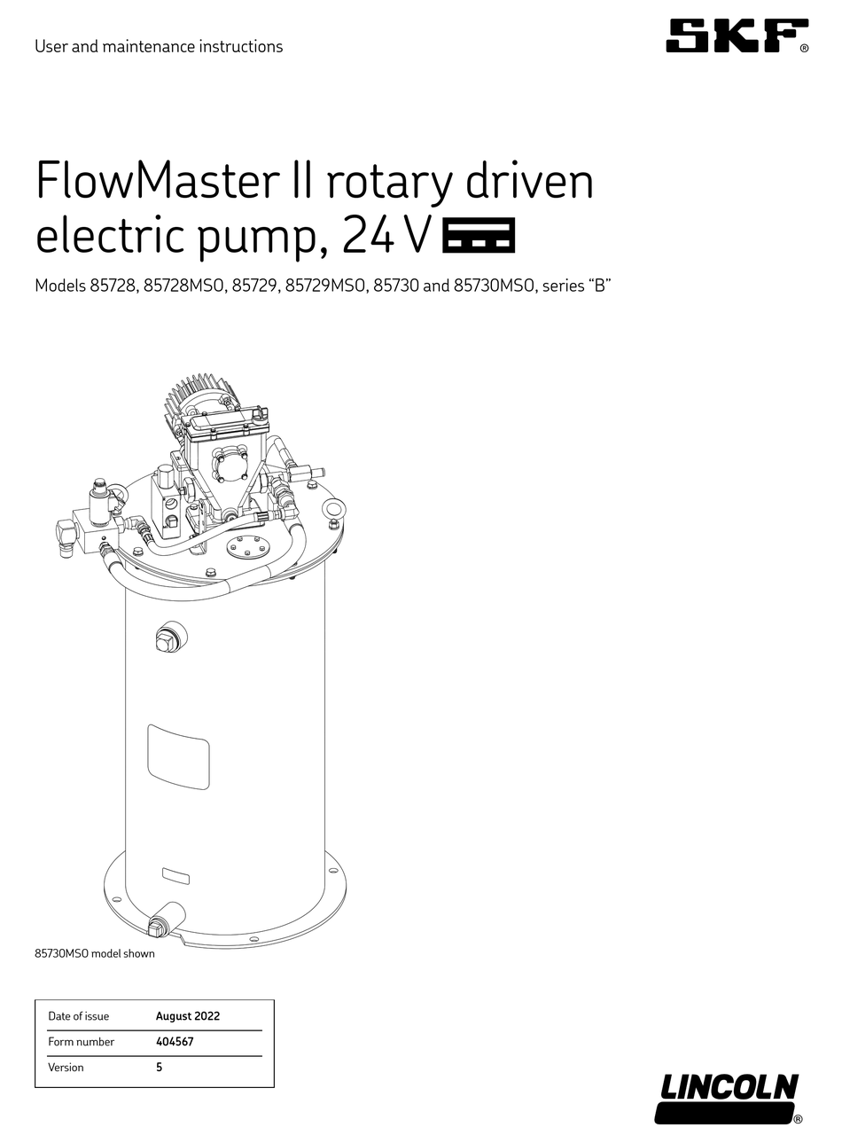 SKF LINCOLN FLOWMASTER II USER AND MAINTENANCE INSTRUCTIONS Pdf