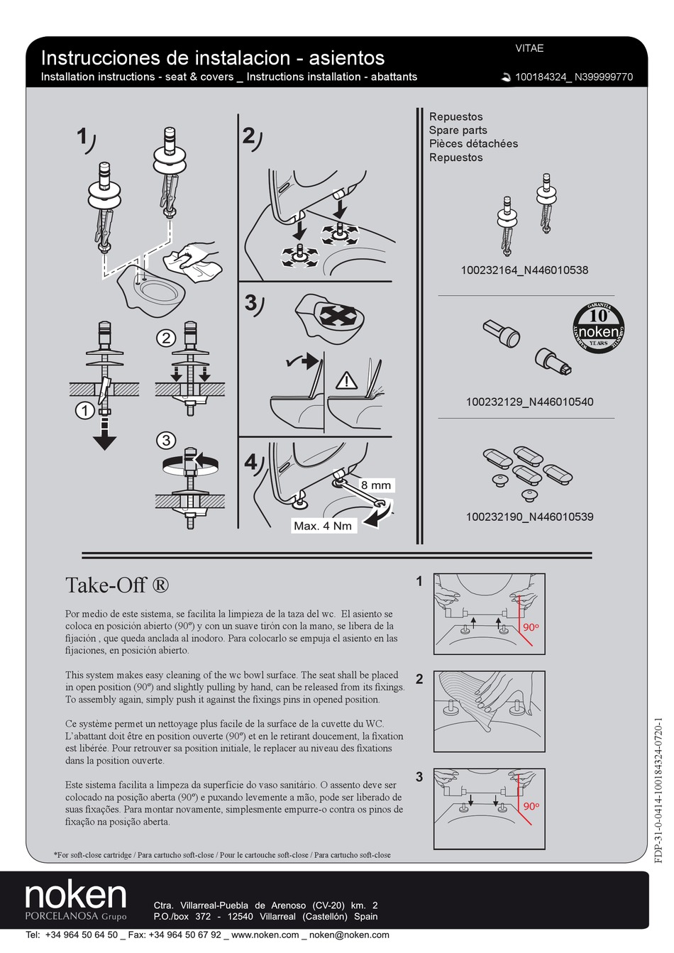 PORCELANOSA NOKEN VITAE 100184324 INSTALLATION INSTRUCTIONS Pdf