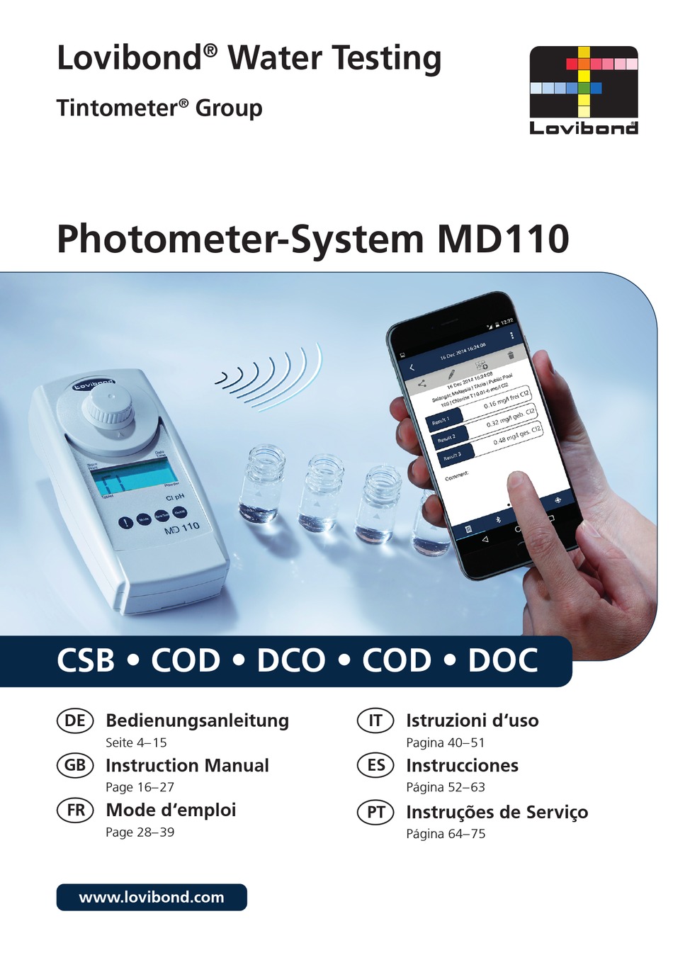 TINTOMETER LOVIBOND MD110 INSTRUCTION MANUAL Pdf Download | ManualsLib