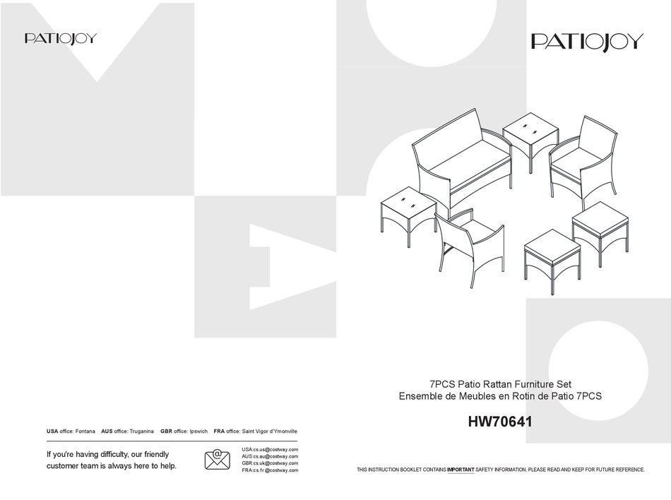PATIOJOY HW70641 MANUAL Pdf Download ManualsLib