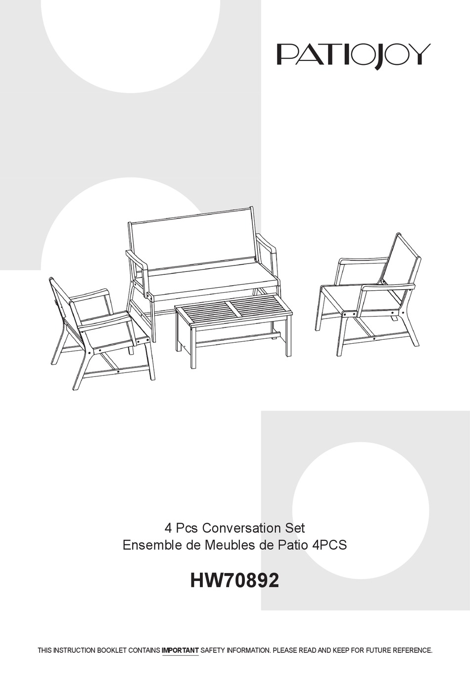 PATIOJOY HW70892 MANUAL Pdf Download ManualsLib