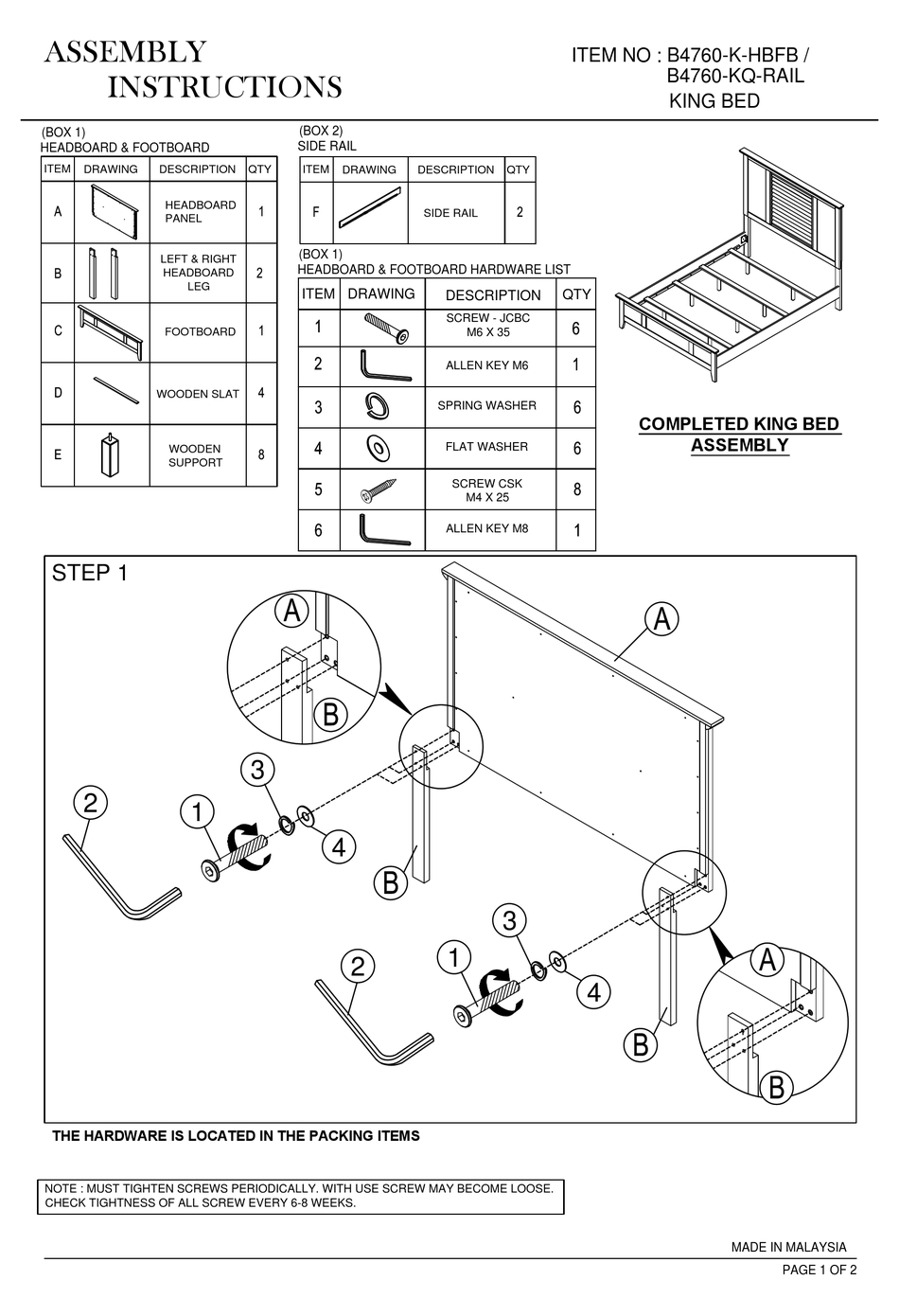 CROWN MARK B4760-K-HBFB ASSEMBLY INSTRUCTIONS Pdf Download | ManualsLib