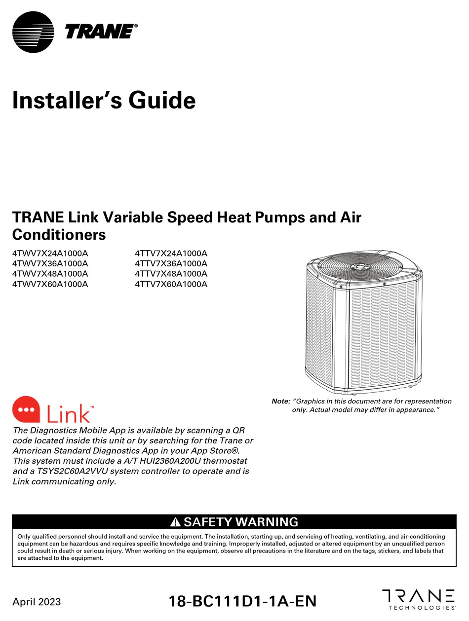 TRANE 4TWV7X24A1000A INSTALLER'S MANUAL Pdf Download | ManualsLib