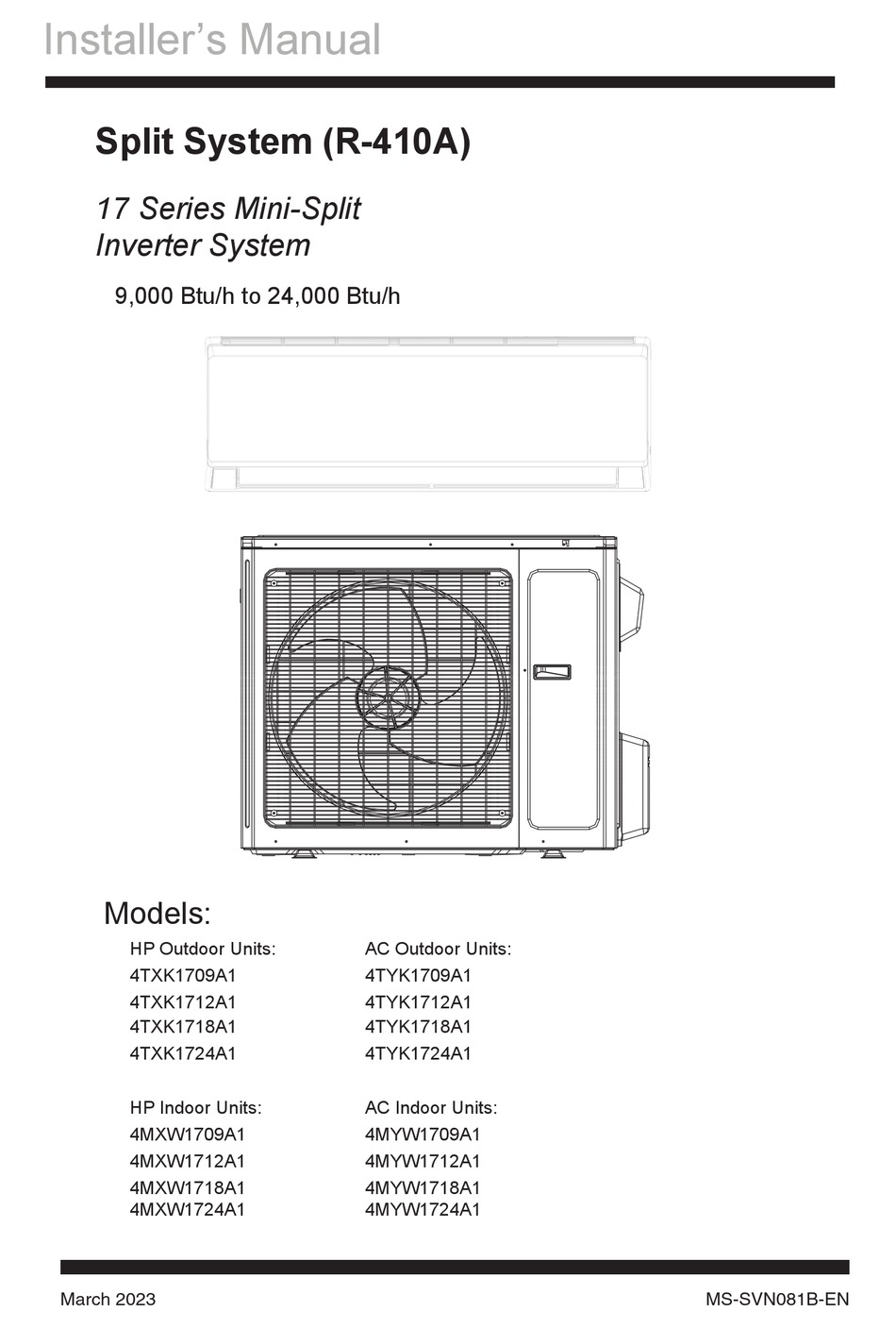 TRANE TECHNOLOGIES 17 SERIES INSTALLER MANUAL Pdf Download | ManualsLib