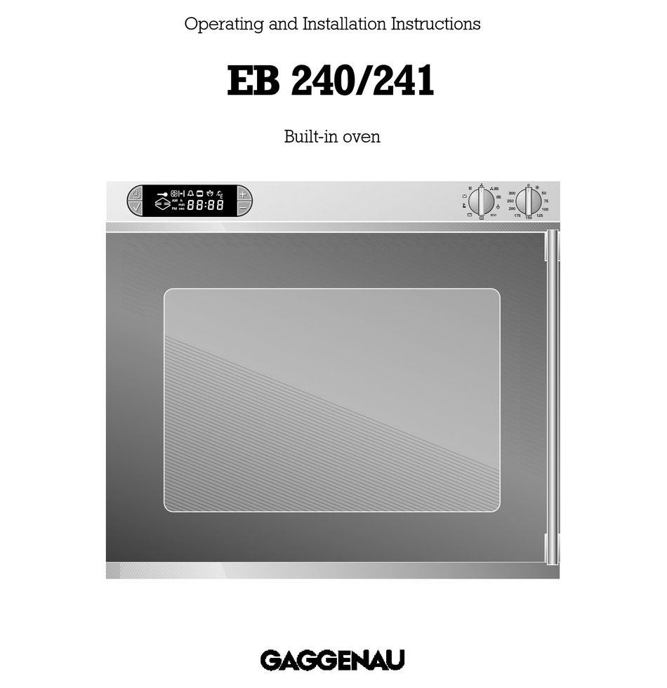 GAGGENAU EB 240 OPERATING AND INSTALLATION INSTRUCTIONS Pdf Download