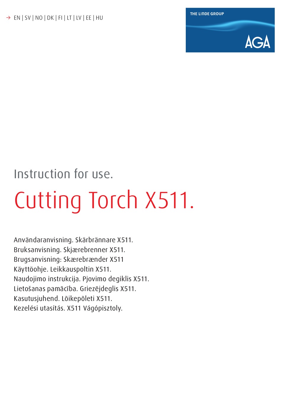 AGA X511 INSTRUCTIONS FOR USE MANUAL Pdf Download ManualsLib