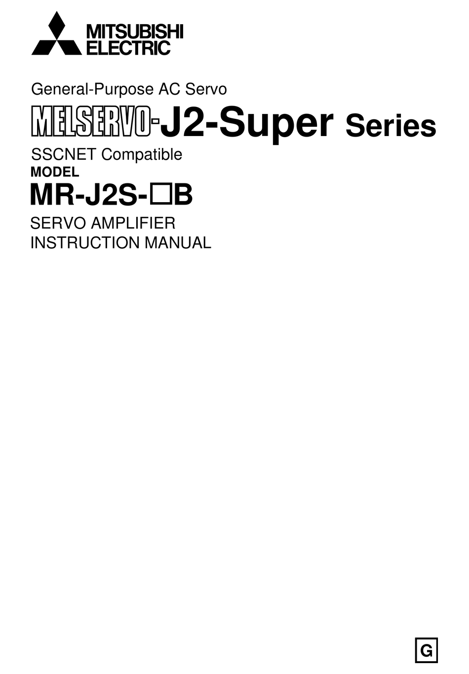 MITSUBISHI ELECTRIC MR-J2S B SERIES INSTRUCTION MANUAL Pdf Download ...