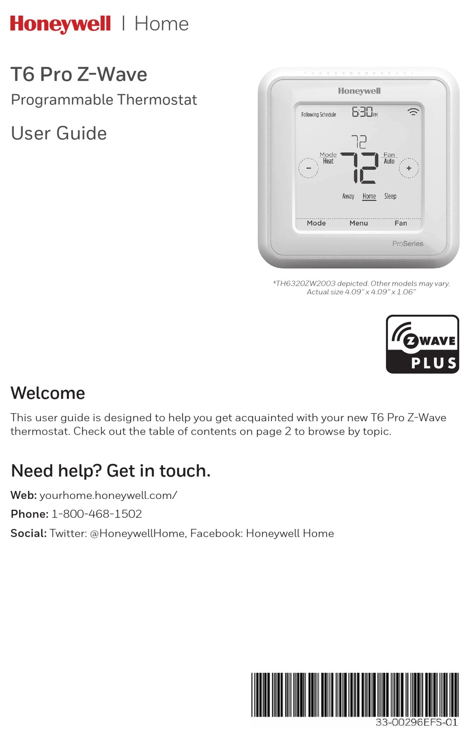 HONEYWELL TH6320ZW2003 USER MANUAL Pdf Download ManualsLib